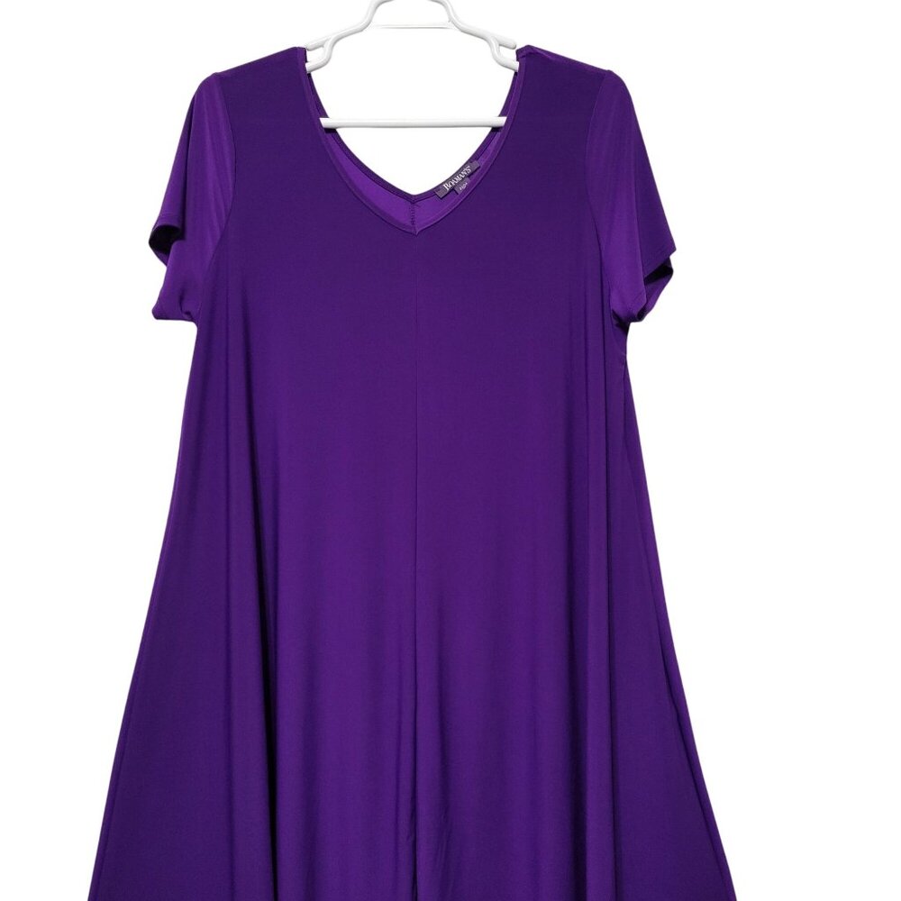 Roamans Size 22/24 1X Dress Stretch Jersey Full Swing Hem Long Purple - Picture 3 of 9